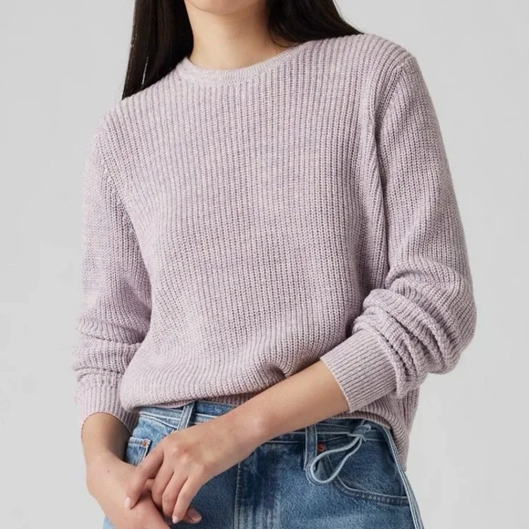 🆕 Levi’s Lavender Waffle Knit Sweater Soft Cotton Blend Cozy Ribbed Knit Size M - Picture 1 of 16